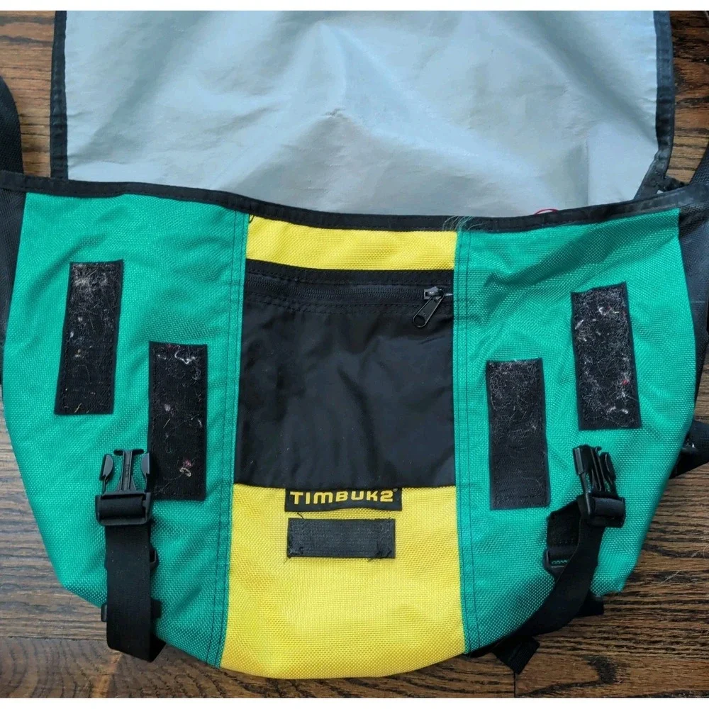 Vntg Timbuk2 Original Google Logo Messenger Bag Green Yellow 90s Y2K USA Made